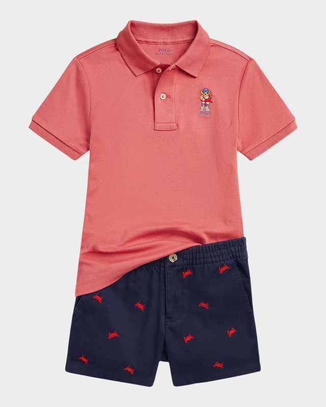 Boy's Polo Bear Shirt & Shorts Set, Size 2-7